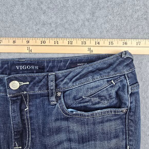 Vigoss Womens 32x29 The Chelsea Skinny Distressed Stretch Jeans Raw Hem - Picture 15 of 16